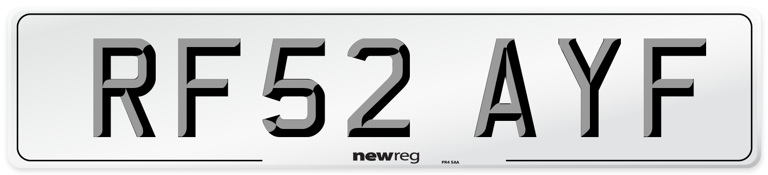 RF52 AYF Number Plate from New Reg